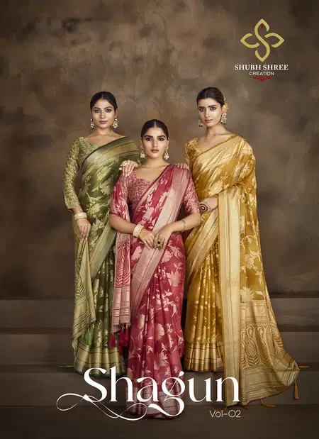 Shagun Vol 2 By Shubh Shree Dull Moss Brasso Designer Wholesale Saree In India